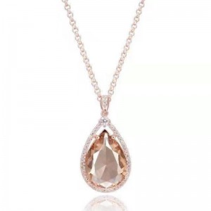 925 sterling bạc champagnly tổng hợp pha lê đá quý mặt dây chuyền phụ nữ vòng cổ