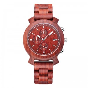 Thanh lịch thời trang tay du lịch Mens Black Sandal Leather Dây đeo tùy chỉnh gỗ Đồng hồ đeo tay