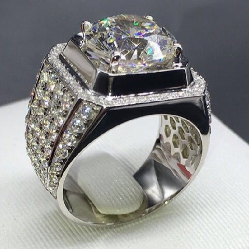 Đàn ông nhẫn zirconia đàn ông nhẫn đính hôn 925 sterling bạc nhẫn hứa cho nam giới nhẫn cưới mens