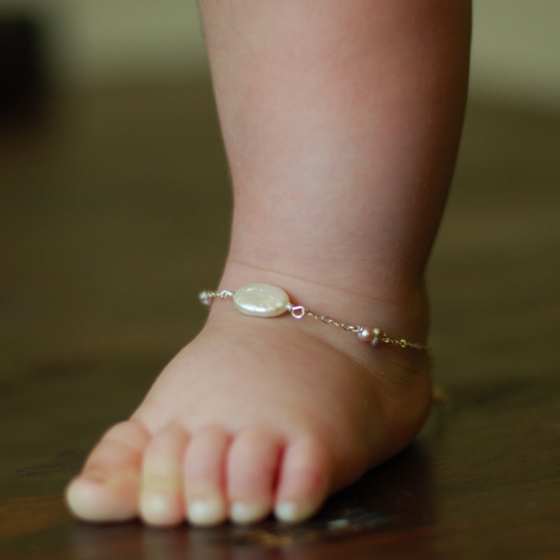 Đồ trang sức cho bé Quà tặng cho bé chuỗi chân 925 sterling bạc mắt cá chân cho bé
