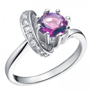 Nhẫn đính hôn cho phụ nữ Amethyst khối zirconia nhẫn ruby ​​nhẫn hứa hẹn nhẫn