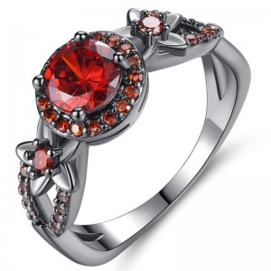 Nhẫn vàng đen nhẫn nữ thạch anh tím ruby ​​vàng nhẫn garnet 925 sterling bạc bạch kim nhẫn vàng trắng trang sức đá sinh