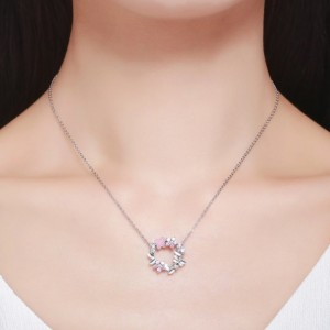 Mềm mại màu hồng hồng vàng bướm trái tim khối zirconia 925 sterling bạc mặt dây chuyền