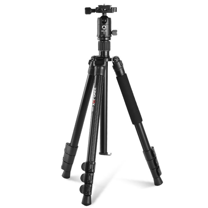 Bộ ba chân máy ảnh lật khóa KINGJOY G555 61,5 in / 156 cm, Chân máy di động nhẹ với Đầu bóng 360 độ toàn cảnh + Tấm phát hành nhanh 1/4 