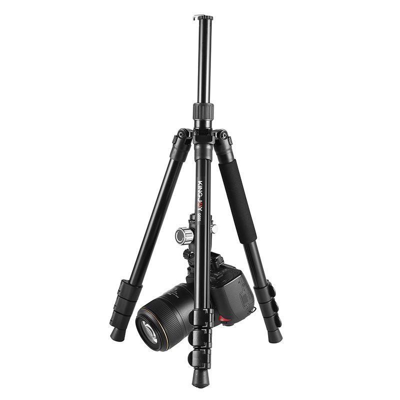 Bộ ba chân máy ảnh lật khóa KINGJOY G555 61,5 in / 156 cm, Chân máy di động nhẹ với Đầu bóng 360 độ toàn cảnh + Tấm phát hành nhanh 1/4 