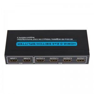 V2.0 HDMI 2x4 Switch \/ Splitter Hỗ trợ 3D Ultra HD 4Kx2K @ 60Hz HDCP2.2