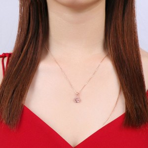 Mặt dây chuyền bằng bạc 925 sterling vàng hồng mềm mại vòng cổ trái tim vòng cổ tuyên bố vòng cổ