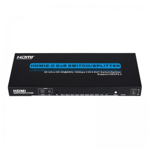 V2.0 HDMI 2x8 Switch \/ Splitter Hỗ trợ 3D Ultra HD 4Kx2K @ 60Hz HDCP2.2