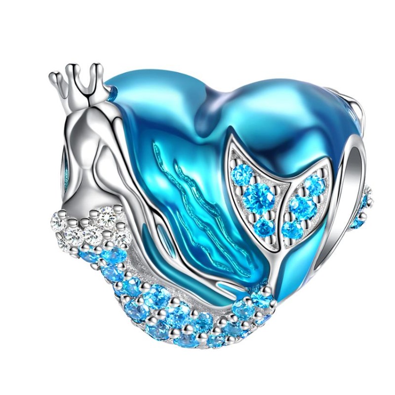 Mặt dây chuyền nàng tiên cá biển 925 sterling bạc sapphire trái tim cho phụ nữ