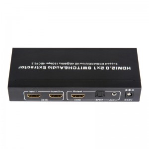 Bộ chuyển đổi & trích xuất âm thanh V2.0 HDMI 2x1 Hỗ trợ ARC Ultra HD 4Kx2K @ 60Hz HDCP2.2 18Gbps