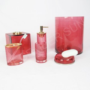 Sọc khắc tròn với bộ phụ kiện phòng tắm kính màu