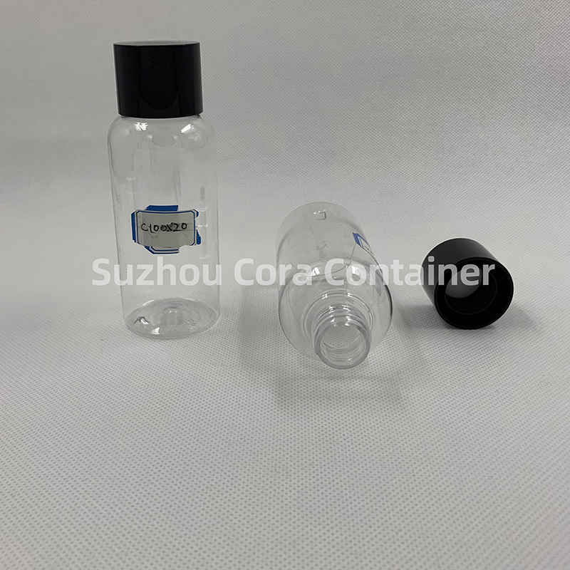 Cỡ cổ động 100ml 20mm Pet Vũ trụ nhựa chai với mũ lởm