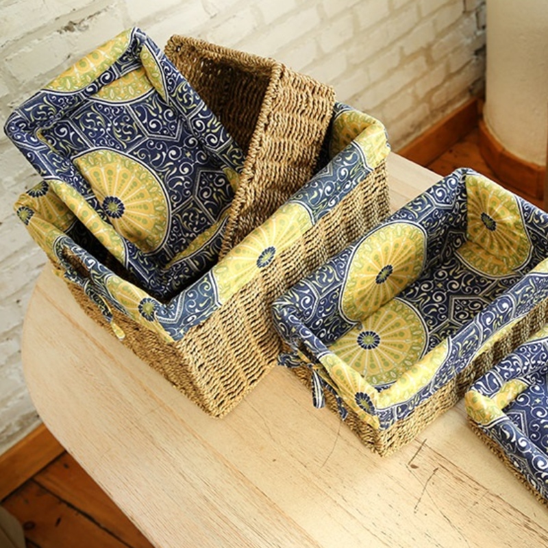 Giỏ lưu trữ phòng ngủ cỏ biển với lót