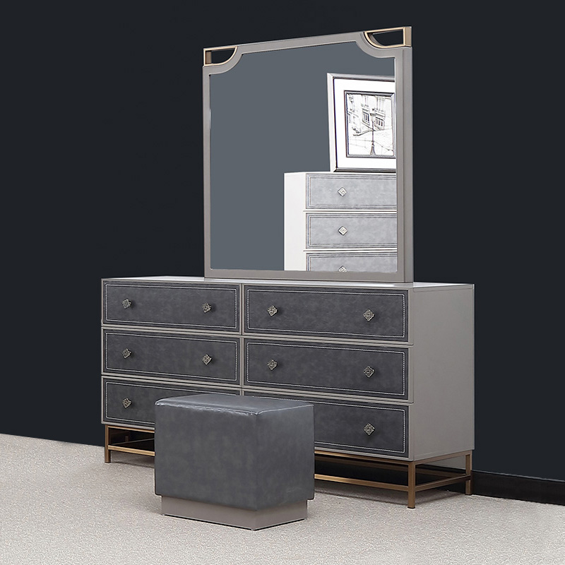 Nội thất phòng ngủ PU trang trí với cơ sở kim loại