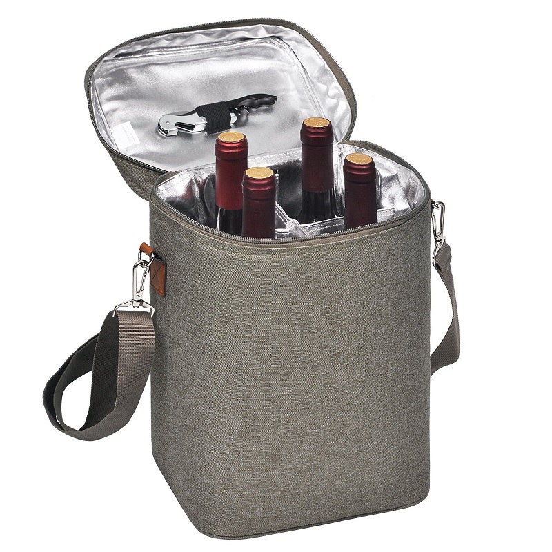 SGC31 Portable 4 chai rượu mang túi tote Không thấm nước Lá nhôm cách nhiệt Tote Picnic Ăn trưa Túi bảo vệ rượu ngoài trời Túi làm mát cho Chai