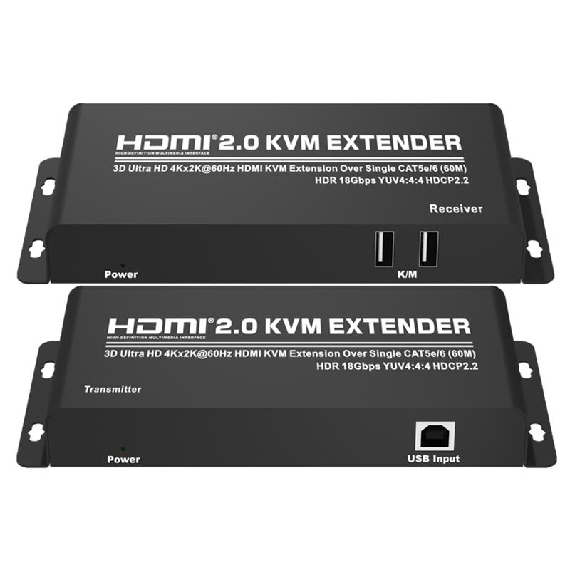 HDMI 2.0 KVM Extender 60m trên Single CAT5e / 6 Hỗ trợ Ultra HD 4Kx2K @ 60Hz HDCP2.2