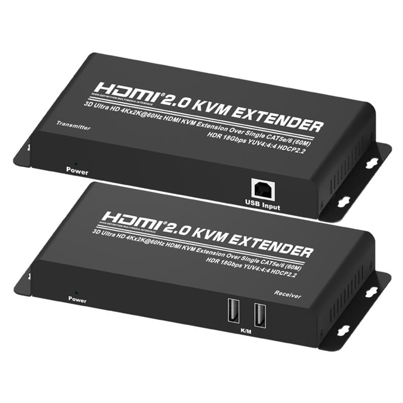 HDMI 2.0 KVM Extender 60m trên Single CAT5e / 6 Hỗ trợ Ultra HD 4Kx2K @ 60Hz HDCP2.2