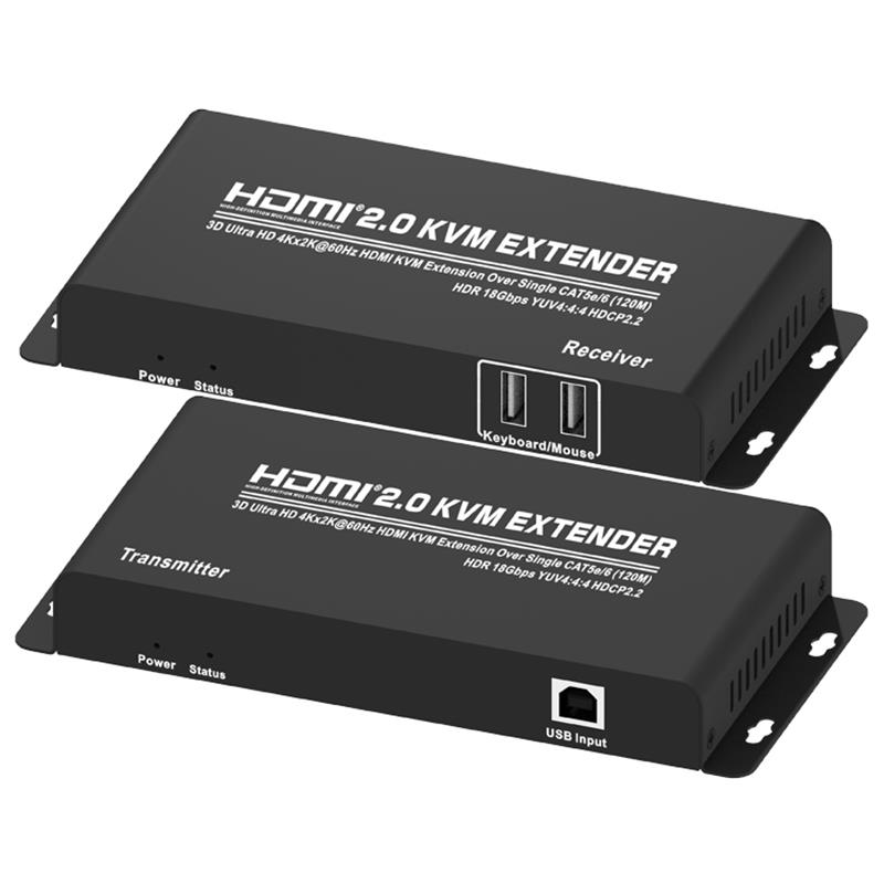 HDMI 2.0 KVM Extender 120m trên Single CAT5e \/ 6 Hỗ trợ Ultra HD 4Kx2K @ 60Hz HDCP2.2