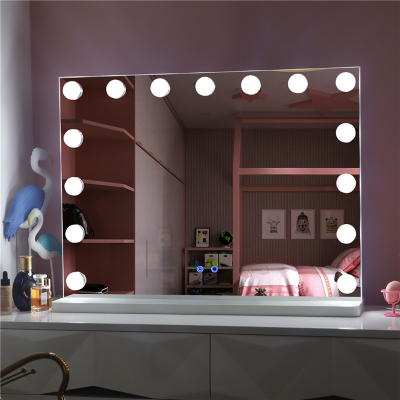 Máy tính để bàn lớn Hollywood Makeup Vanity Mirror với bóng đèn Led Light Makeup Dressing Mirror