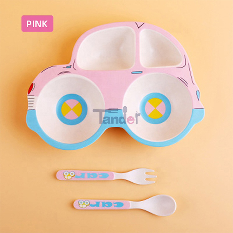 sinh thái thân thiện trẻ em dao kéo đĩa ngã ba muỗng trẻ em bộ đồ ăn sợi tre