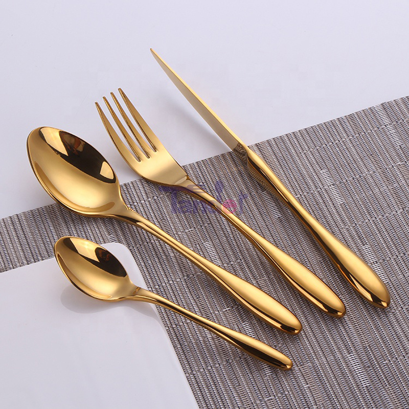 Tay bao cao su đôi 4pcs 18/8 Thép không gỉ, lưỡi dao nĩa ăn chất lượng món quà sang trọng.