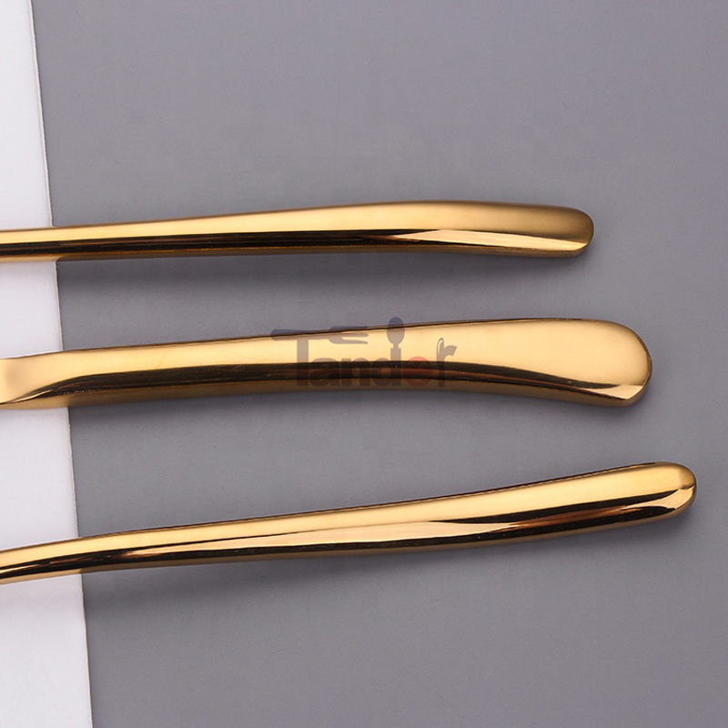 amazon hàng đầu bán đồ dùng bằng phẳng thép không gỉ dao kéo vàng đặt đám cưới