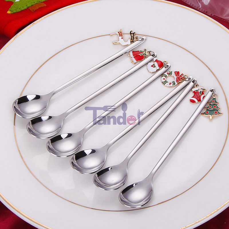 vớ cây nón Giáng sinh trang trí trà Thép không gỉ thìa là món quà Giáng sinh sẵn sàng