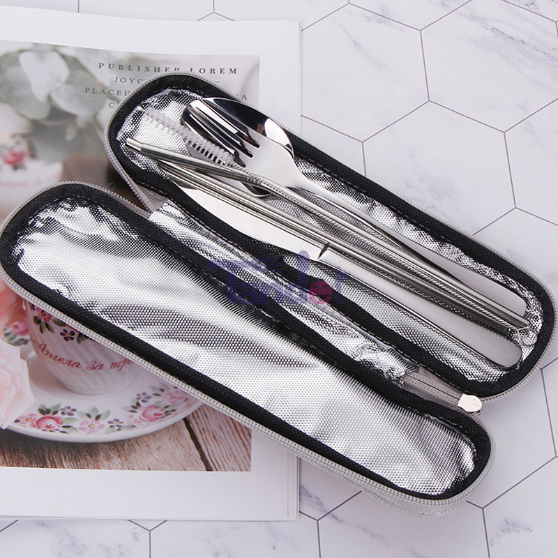 Thép không gỉ cầm tay cắm trại du lịch dao kéo với túi