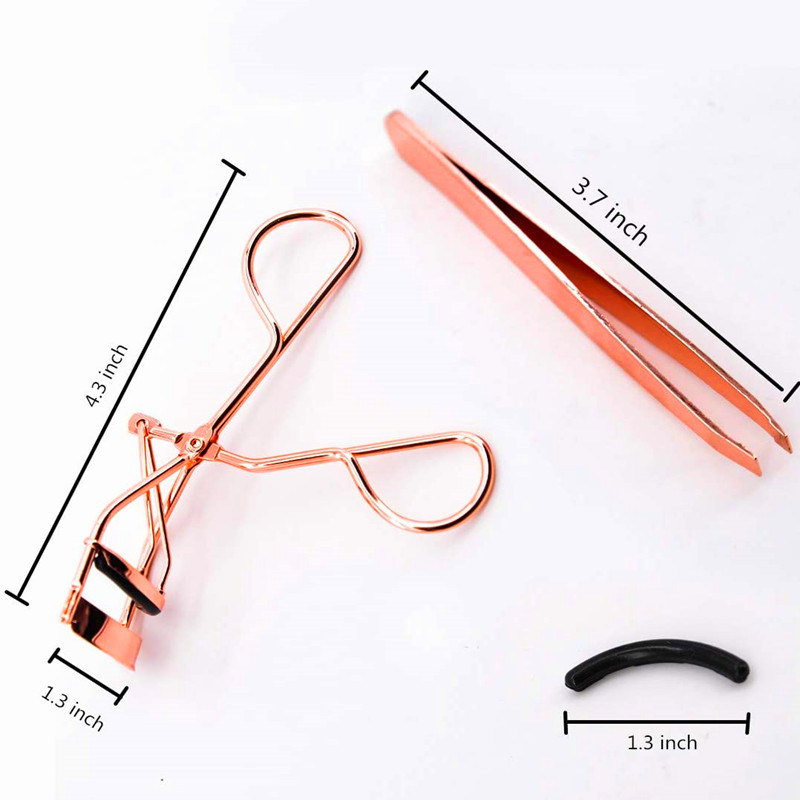 4 miếng thép không gỉ Curler Curler Rose Gold Lông mi Dụng cụ nhíp lông mày Thiết lập bộ dụng cụ sử dụng trang điểm