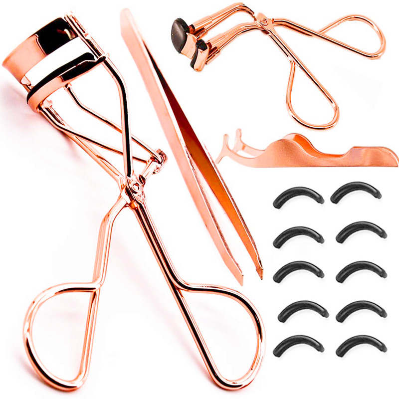 4 miếng thép không gỉ Curler Curler Rose Gold Lông mi Dụng cụ nhíp lông mày Thiết lập bộ dụng cụ sử dụng trang điểm