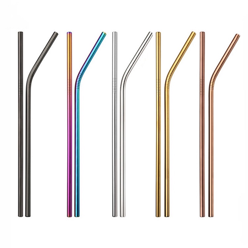 Với bàn chải làm sạch 304 hoàn hảo có thể tái sử dụng ống hút bằng kim loại 4 Gói ống hút bằng thép không gỉ 12 cm