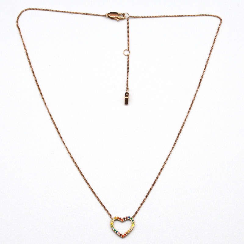 Thép không gỉ hình trái tim đất sét mặt dây chuyền vòng cổ rfbnck1111