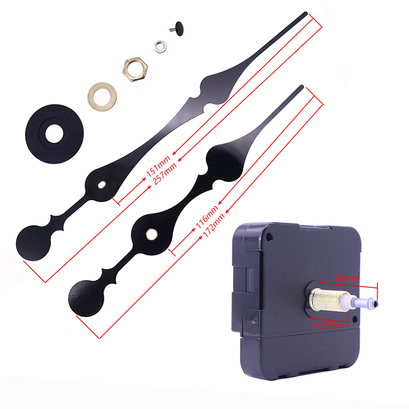 HR1688 23mm đồng hồ màu đen thạch anh và kim đồng hồ lớn