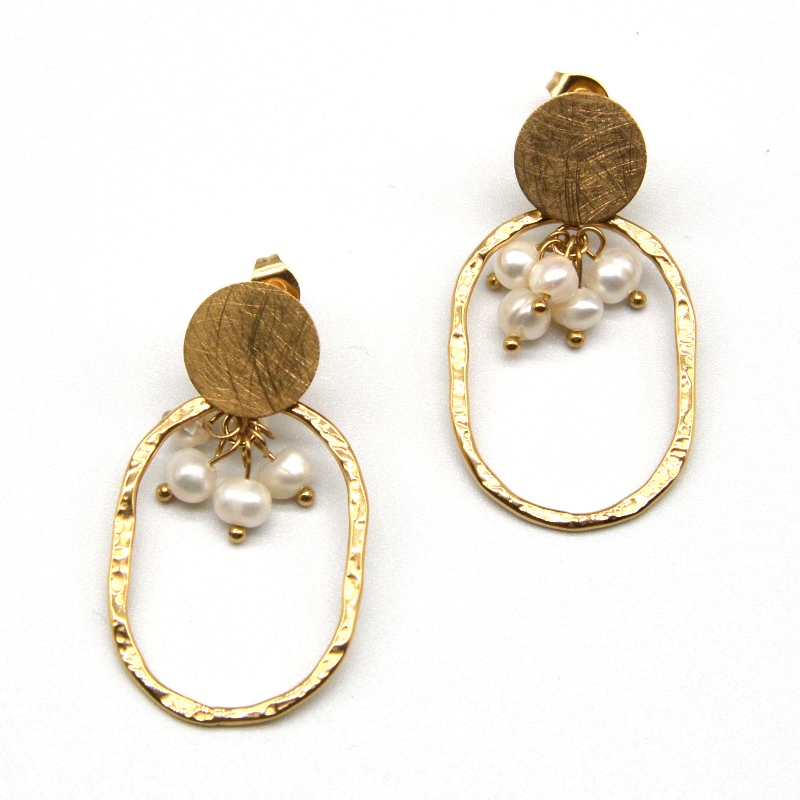 khuyên tai Thép, trang sức thời trang, trang sức thời trang, Ngọc Trai Thép ♪