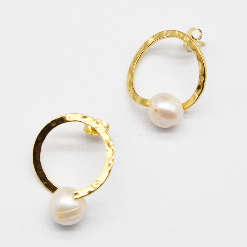 khuyên tai Thép, trang sức thời trang, trang sức thời trang, Ngọc Trai, Ngọc Trai