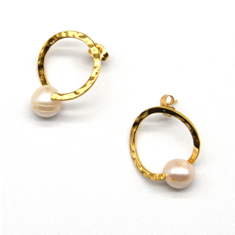 khuyên tai Thép, trang sức thời trang, trang sức thời trang, Ngọc Trai, Ngọc Trai