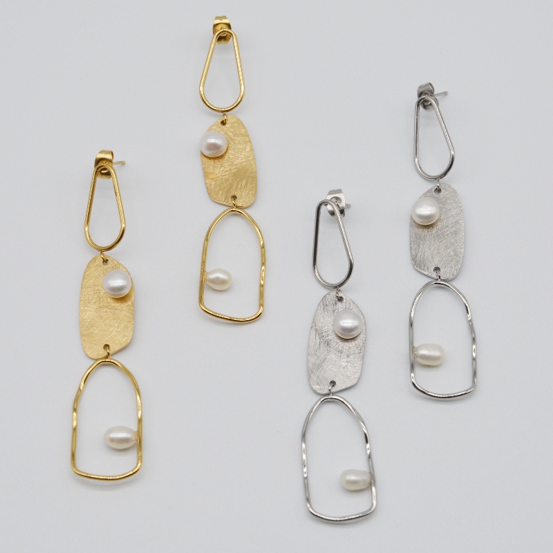 khuyên tai thép gai, trang sức thời trang, trang sức thời trang, Pearl Jewelary fdany3color