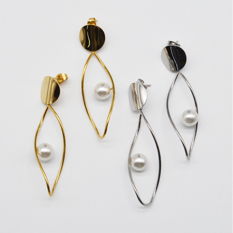 Hoa tai ngọc trai thép không gỉ, trang sức thời trang, trang sức thời trang, Trang sức ngọc trai Rfber0168