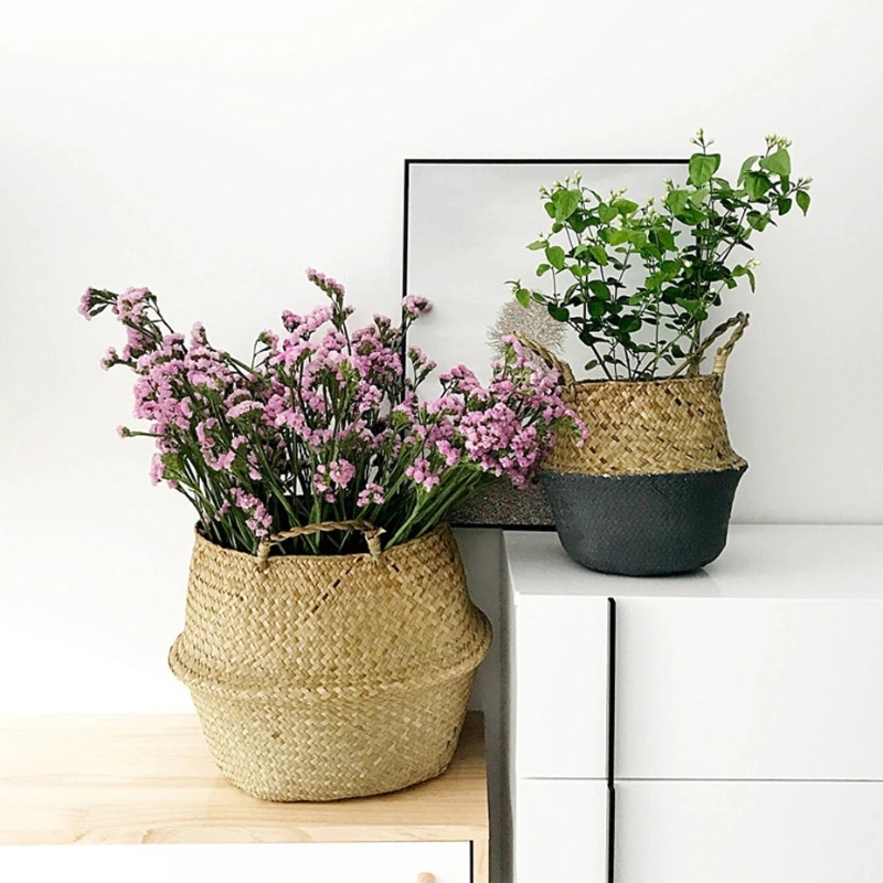 Cây đứng dệt giỏ cỏ biển để lưu trữ treo giỏ cỏ biển