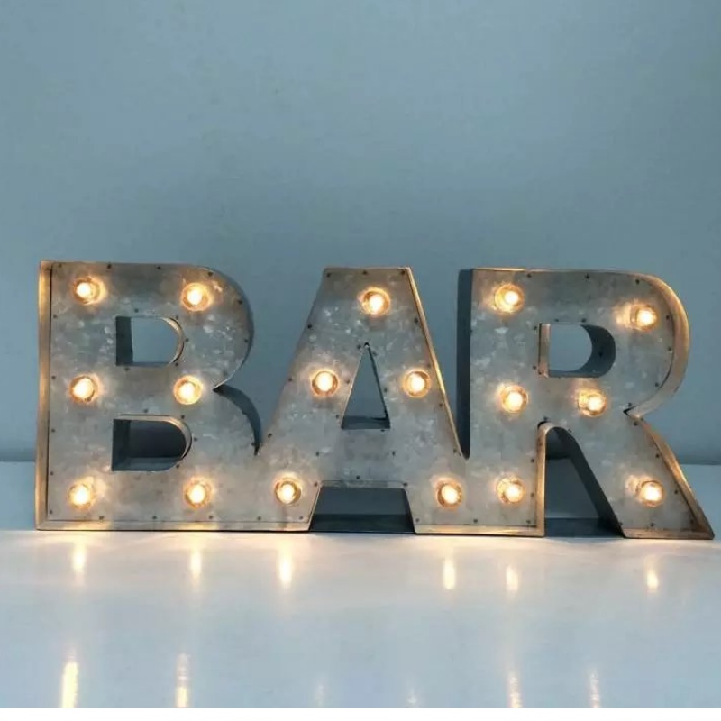 3D LED Kim loại Tin Bar Đăng LED Thư ký Marquee Thư Đèn cho Bar Cafe Shop