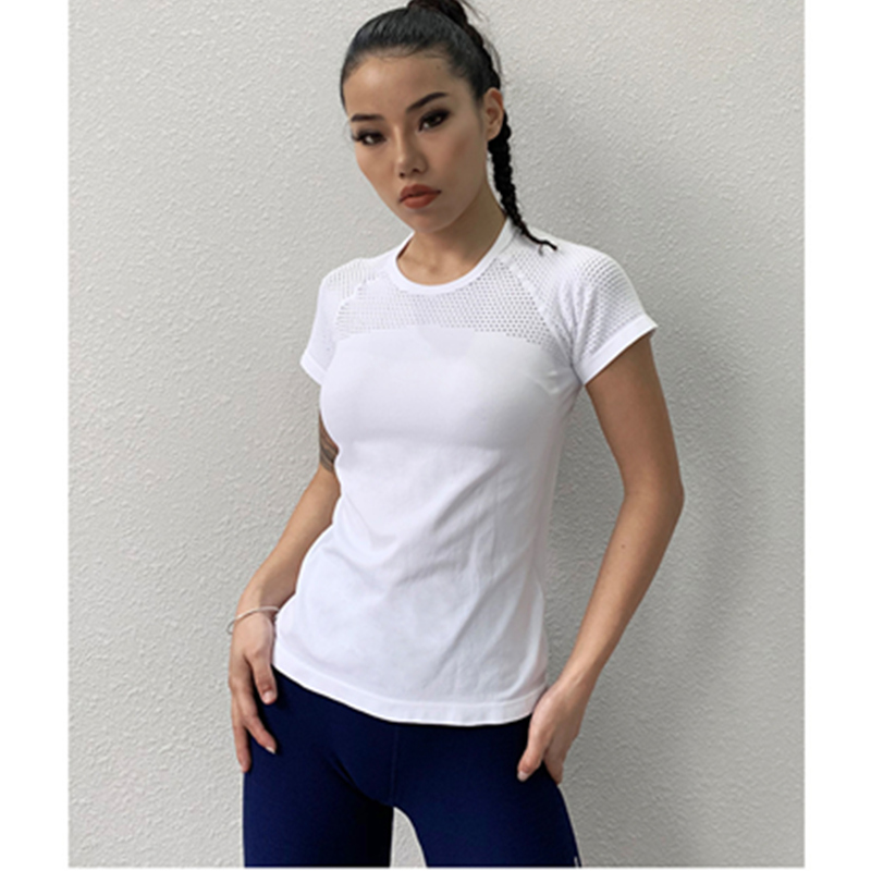 Thiết kế rỗng áo mùa hè thoáng khí đào tạo yoga phong trào tay áo ngắn