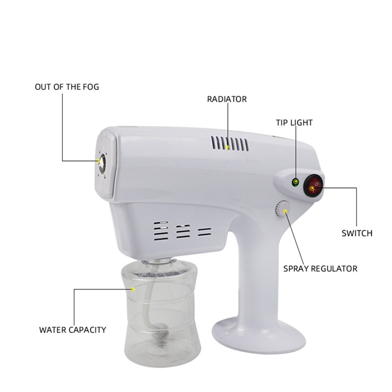 Máy tiệt trùng tự động Pro tóc nano hơi nước súng xanh khử trùng anion điện khử trùng súng phun nano