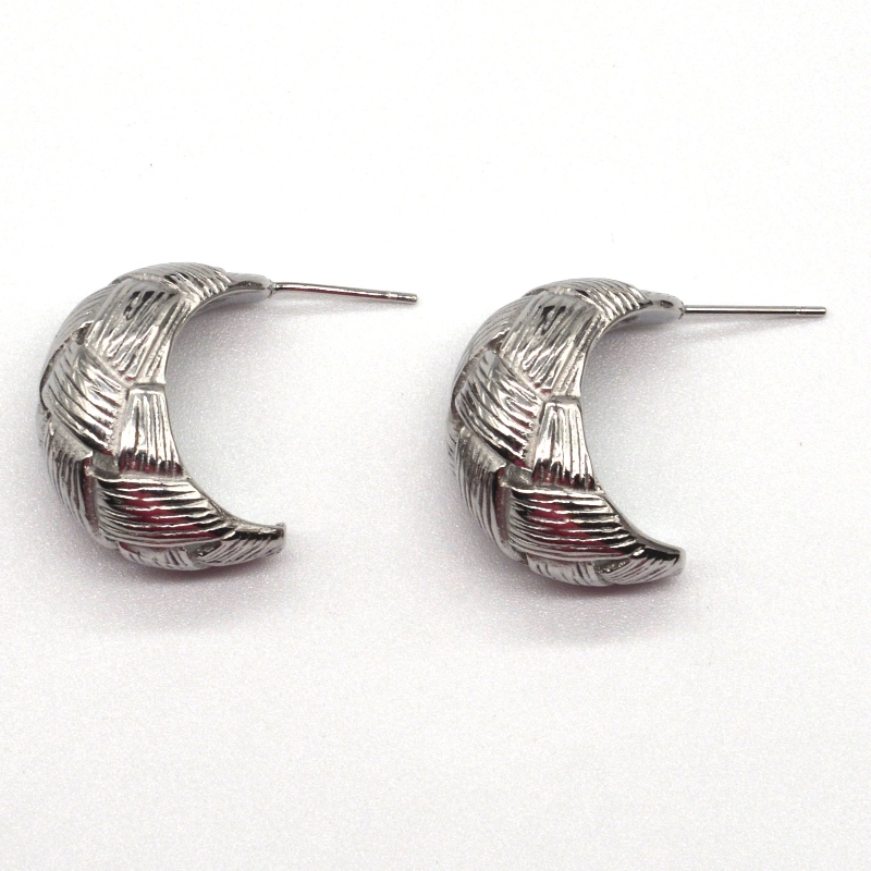 Bông tai bạc phụ nữ bông tai tròn khắc chéo, nhà máy chế tác trang sức Ruifanbao Trung Quốc