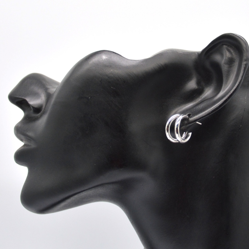 Hoa tai vòng bạc dày đôi vòng chữ C vòng tròn cổ điển hình học kim loại rock punk vòng tròn hoa tai lủng lẳng cho nữ trang sức nữ hoa tai Nhà máy chế biến đồ trang sức Ruifanbao Trung Quốc