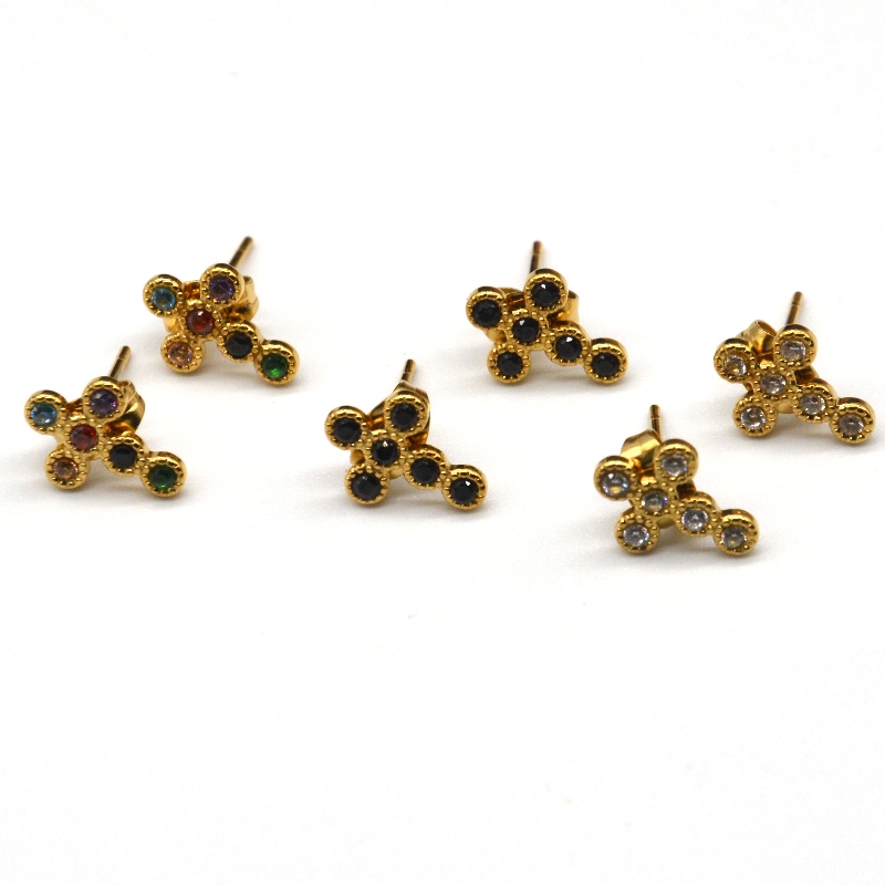 Bông tai chéo hình khối zirconia mini pavé dành cho phụ nữ Nhà máy chế biến đồ trang sức Ruifanbao Trung Quốc