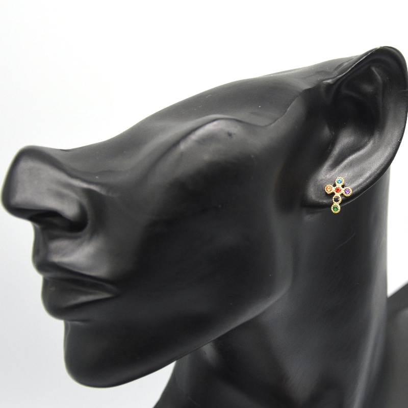 Bông tai chéo hình khối zirconia mini pavé dành cho phụ nữ Nhà máy chế biến đồ trang sức Ruifanbao Trung Quốc