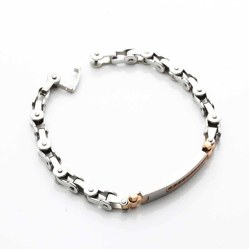 Hai tông màu vàng hồng mạ vàng 18K Vòng đeo tay bằng thép không gỉ CNC CZ Stone Fashion Bracelet