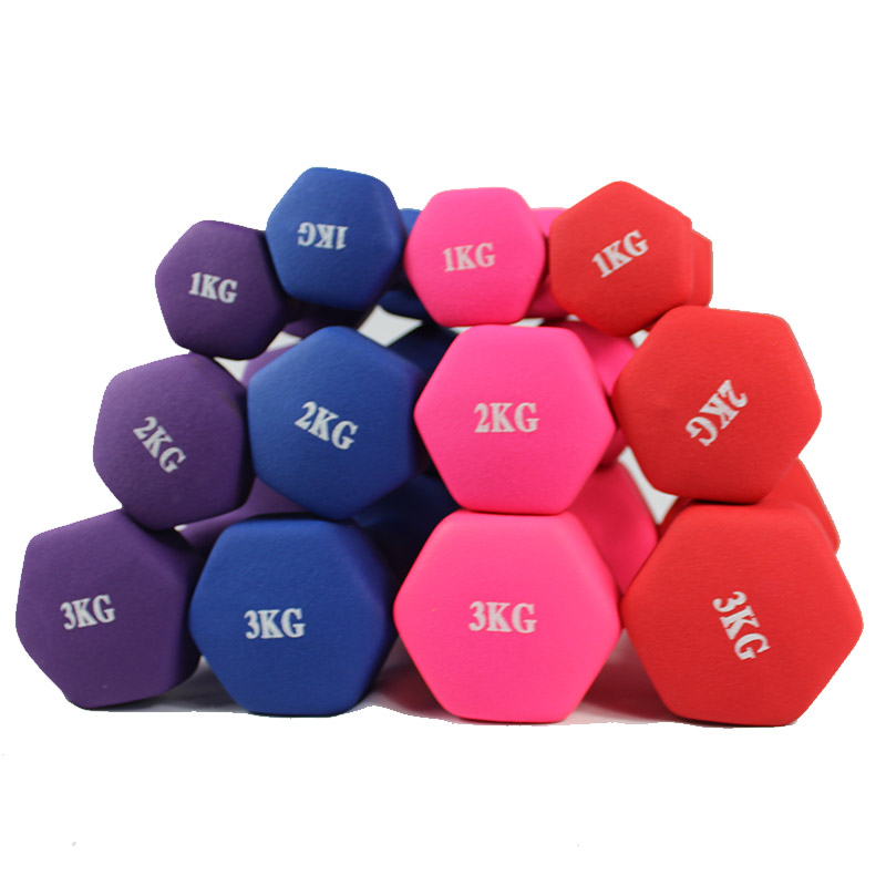 Bán nóng Chất lượng cao Tập thể dục Phòng tập thể dục Cao su Màu hồng Có Xương tráng Neoprene Dumbbells