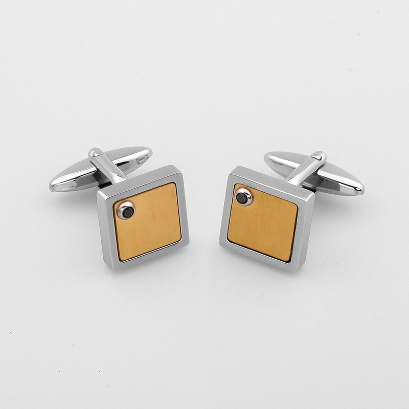 Mạ vàng hai tông màu cho nam Mạ vàng không gỉ Đá CZ đen