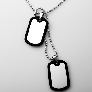 Bán buôn thép không gỉ đôi chó Silicon Tag mặt dây chuyền